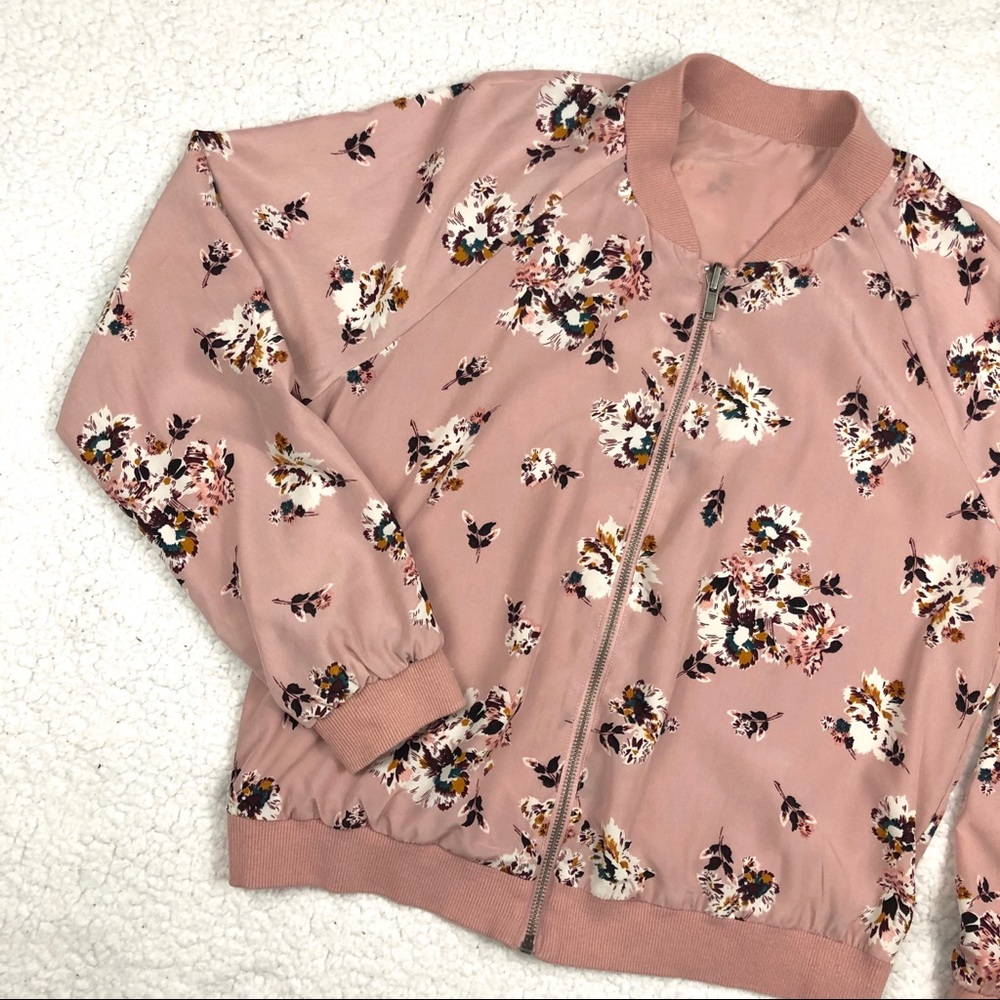 Reversible 2 Way Pink Floral Bomber Jacket